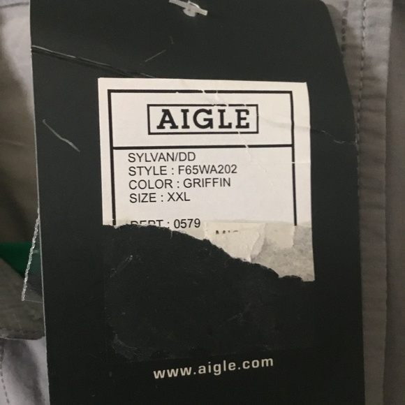 AIGLE Embroidered Griffin (Gray) Striped Button Front Shirt Mens XXL ~ NWT - Picture 5 of 9